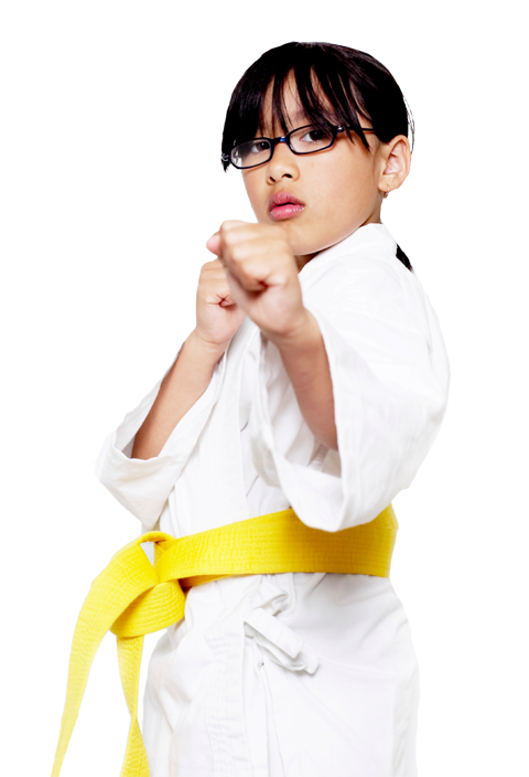 Girl in a karate stance